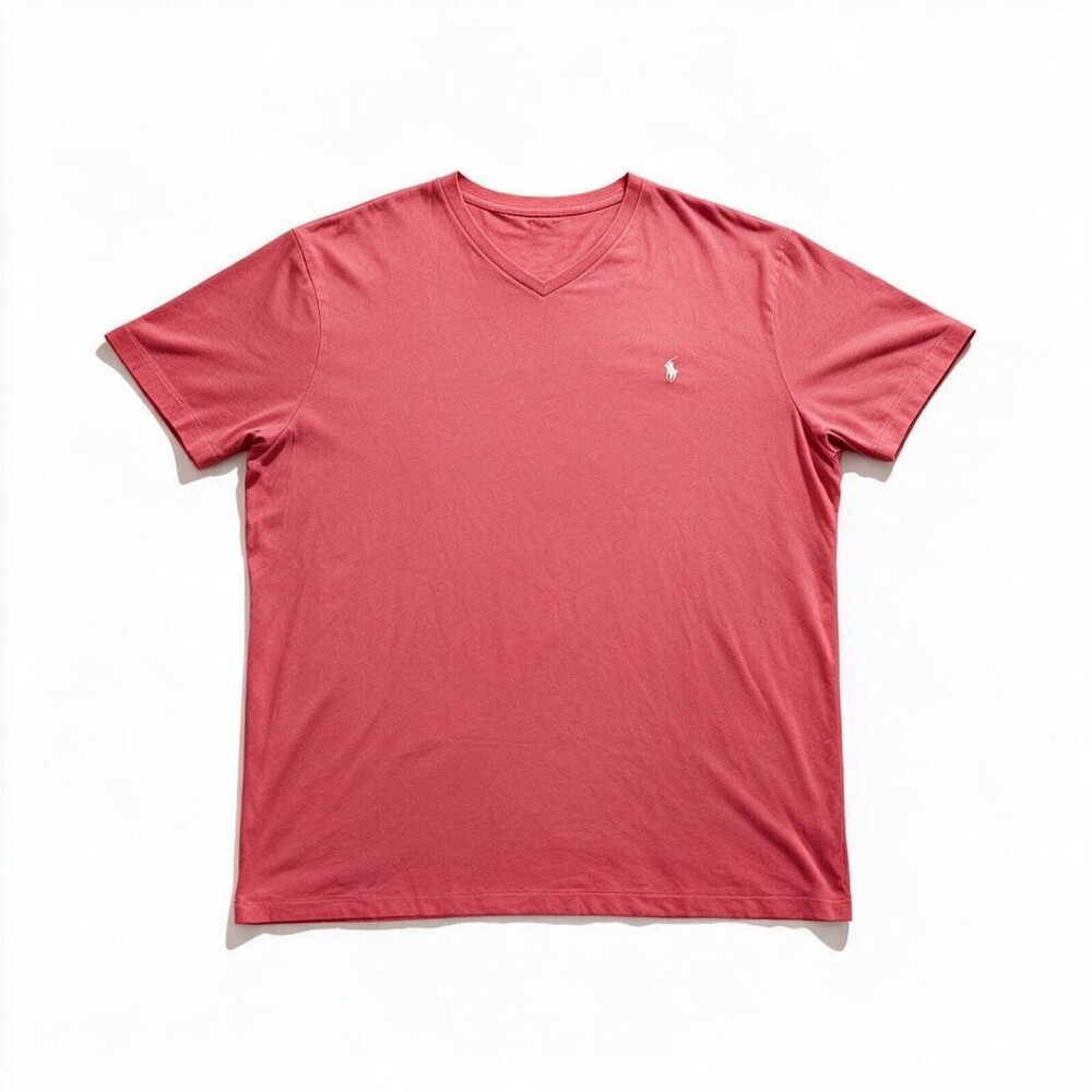 Polo Ralph Lauren Mens 4XLT Red V-Neck Tee Casual Preppy
